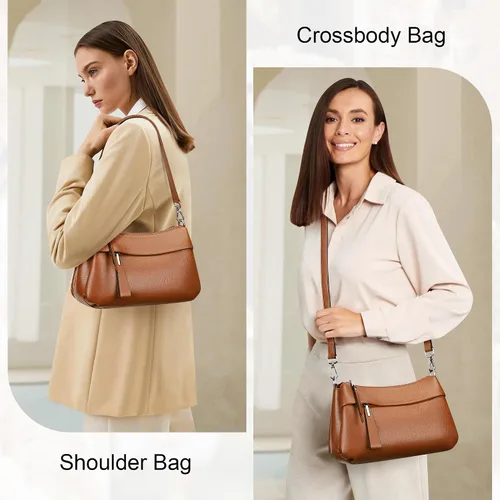 Miniatura 19 de Over Earth Genuine Leather Crossbody Bags for Women Small Hobo Handbags Shoulder Purses with 2 Detachable Straps