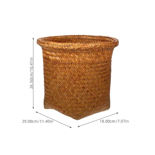 Miniatura 6 de Alipis Cesta de basura de mimbre de hierba marina, cesta de basura tejida, cesta de almacenamiento rústica, contenedor de reciclaje de basura