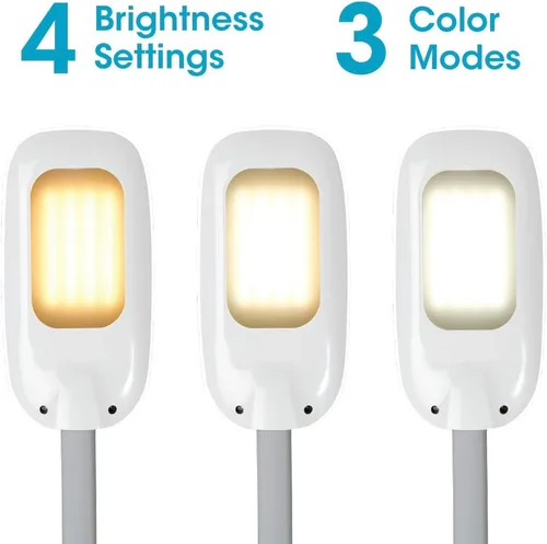 Miniatura 6 de OttLite Lámpara de pie LED con puerto USB y soporte para tableta, diseño blanco moderno, luz de pie LED ClearSun, cargador USB, controles activados