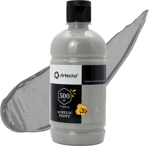 Miniatura 16 de Artecho Pintura Acrílica Oro - Botella Grande 500ml / 17oz, Pintura para Manualidades para Lienzo, Rocas, Madera, Tela, Cerámica, No Tóxica Dorado