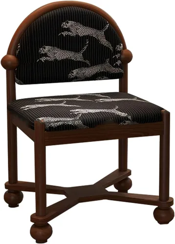 Miniatura 16 de JKGHK Sillas de comedor de madera, sillas de cocina para el hogar, silla auxiliar de cocina tapizada de tela, respaldo curvado retro, silla de sala