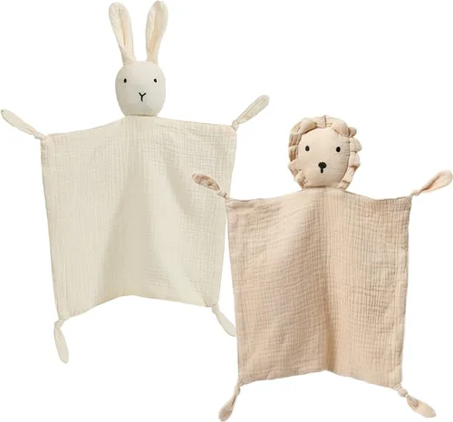 Miniatura 14 de insular Manta de conejo Lovey para niños y niñas, manta de seguridad de muselina de algodón orgánico para bebés, suave y transpirable, toalla Conejo