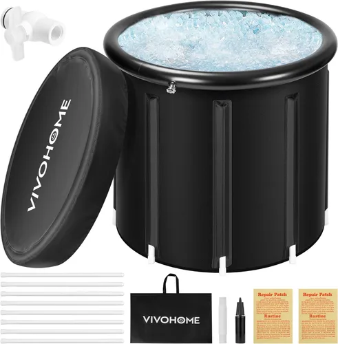 VIVOHOME Bañera de hielo para atletas y amantes del fitness, bañera de inmersión fría portátil de 33.5 pulgadas de diámetro para terapia de