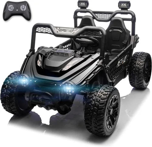 XXL 24V 7Ah Vehículo de Paseo XXL de 24 V con 7Ah, de 2 Plazas para Niños Grandes con Control Remoto 4WD UTV para Niños con Asiento de 22", Luces