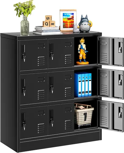 Miniatura 12 de INTERGREAT Armarios metálicos de 6 puertas para empleados para oficina, escuela y gimnasio,Armario de acero para empleados,Negro