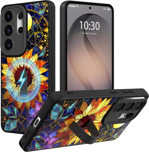 Miniatura 11 de Funda magnética compatible con Samsung Galaxy S25 Ultra para mujeres y hombres, estética flor de durazno, correa de muñeca ajustable incorporada