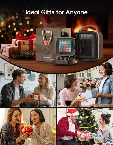 Miniatura 2 de Divoom Ditoo - Altavoz Bluetooth retro de arte pixelado con pantalla frontal de 16X16 LED controlada por aplicación (color negro)