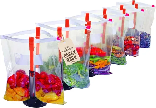 Miniatura 8 de Jokari Paquete de 2 estantes holgados fortificados con ventosa para mayor estabilidad al llenar bolsas de plástico con cierre de cremallera. Clips