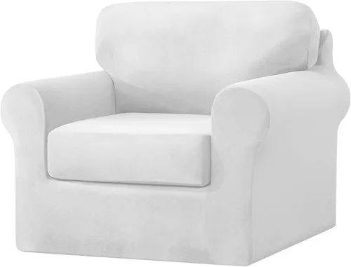 Miniatura 46 de UNBBRRL Fundas de sofá de 3 piezas para sofá, funda de terciopelo elástico para sillón con 1 funda de cojín de asiento y 1 funda de respaldo