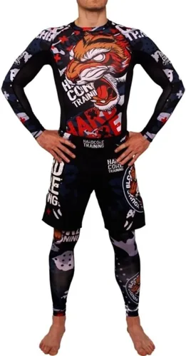 Miniatura 4 de Hardcore Training Camiseta de compresión para hombre, manga larga, Jiu Jitsu, MMA No-Gi, BJJ apretada, capa base de combate