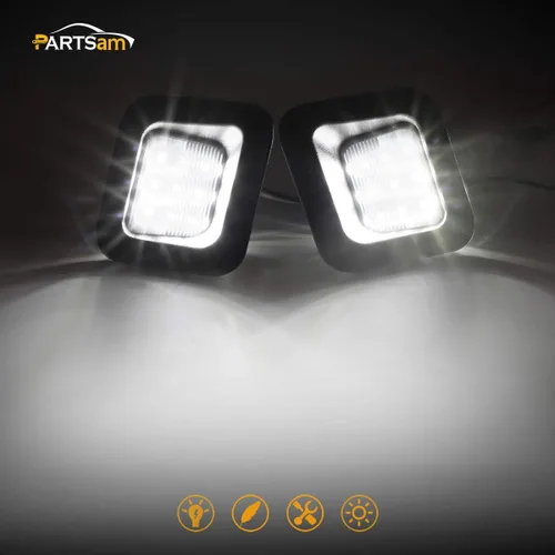 Miniatura 3 de Ensemble de luces LED Partsam para matrícula con carcasa negra ahumada Compatible con Dodge Ram 1500 2500 3500 2003-2018 para camioneta Pickup