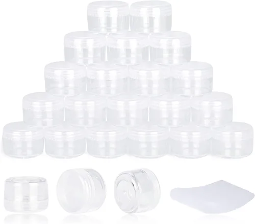 Miniatura 9 de 100 piezas de 5 gramos Envases de muestra, tarros vacíos de 5 ml con tapas, envases cosméticos pequeños, tarros de muestra mini con 8 piezas de mini