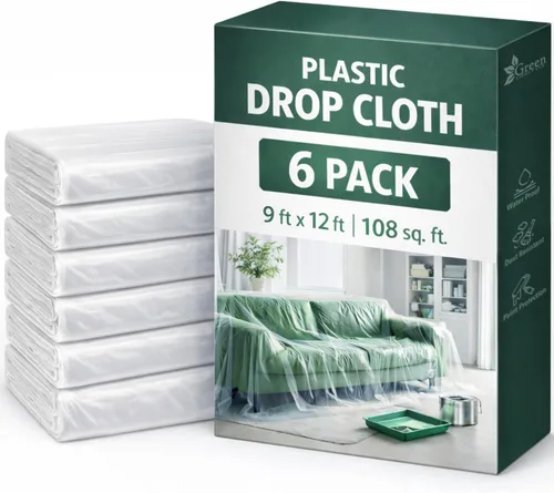 Miniatura 9 de GREEN LIFESTYLE Paños de lona multiusos para pintar, cubierta de suelo, protección resistente para muebles y superficies, lona de lona reutilizable