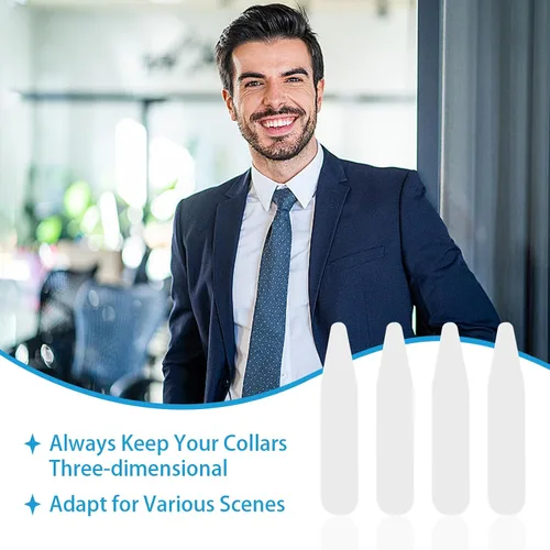 Miniatura 6 de 200 soportes de cuello para camisas de vestir de hombre, collar de plástico con funda de almacenamiento, inserciones invisibles de cuello de camisa