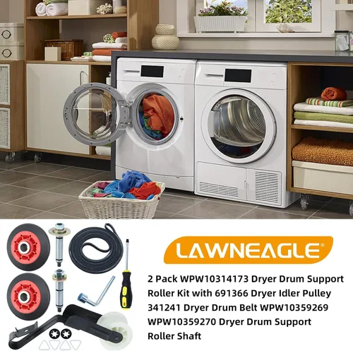 Miniatura 2 de WPW10314173 Kit de soporte de tambor de rodillo para secadores Whirlpool Maytag Includes WPW10314173 Roller Drum Support Kit with WP691366 Idler