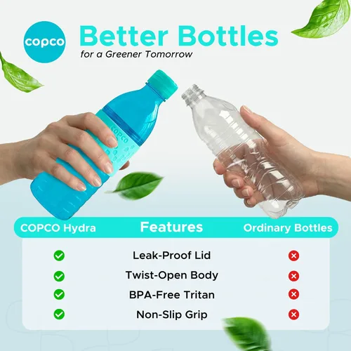 Miniatura 7 de Copco Hydra - Botella de agua de 16.9 onzas, juego de 2, a prueba de fugas, sin BPA, de tritán, apta para lavavajillas, cuerpo abierto para hielo