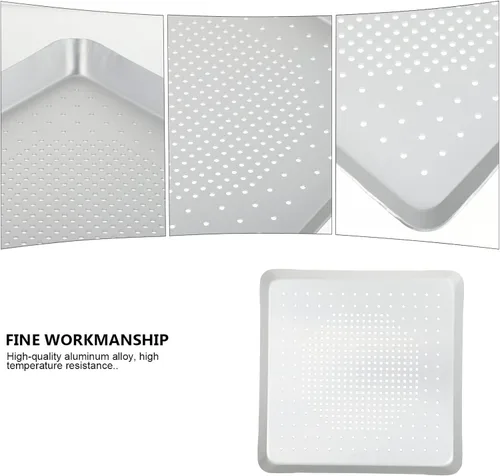 Miniatura 7 de Yardwe Bandeja para hornear pizza cuadrada de aluminio perforado de 9.05 pulgadas con profundidad de 0.78 pulgadas para pizzas crujientes horneadas