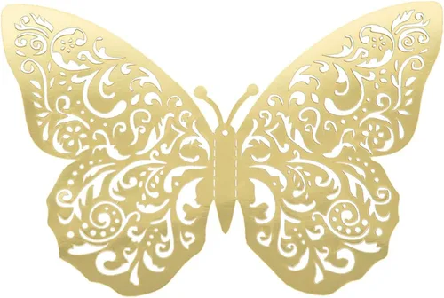 Miniatura 6 de Efavormart - Paquete de 10 calcomanías de pared de mariposa 3D grandes de lámina dorada metálica, mantel individual con cargador de papel