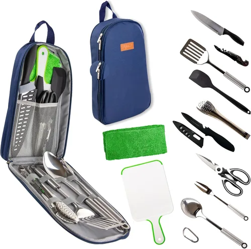 Miniatura 7 de Life2Go - Juego de utensilios de cocina de campamento de 12 piezas y equipo de cocina al aire libre, estuche de transporte compacto portátil