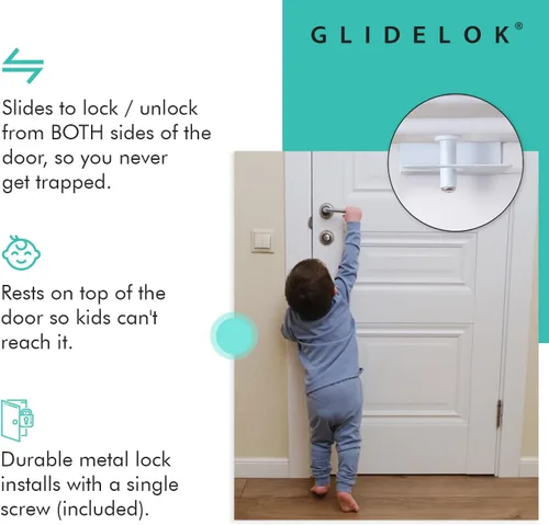 Miniatura 3 de GlideLok - Cerradura superior para puerta de seguridad infantil GlideLok Los adultos pueden operar desde cualquier lado Funciona en puertas