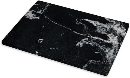 Miniatura 13 de Diflart Tabla de cortar de piedra de mármol natural para cocina, 16x16 pulgadas, negra, tabla de mármol grande para repostería con pies