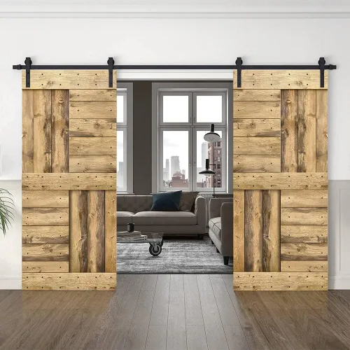Miniatura 44 de TMS Serie N - Puerta corrediza interior de madera de pino anudada con kit de herrajes deslizantes (32 x 84 pulgadas, blanco)