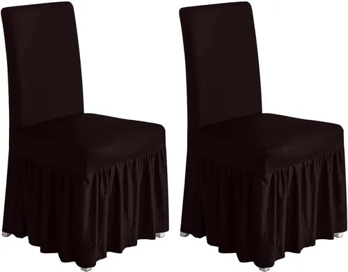 Miniatura 37 de molasofa Juego de 6 fundas para sillas de comedor, fundas elásticas para sillas con falda para cocina, protectores de asiento de cocina, decoración