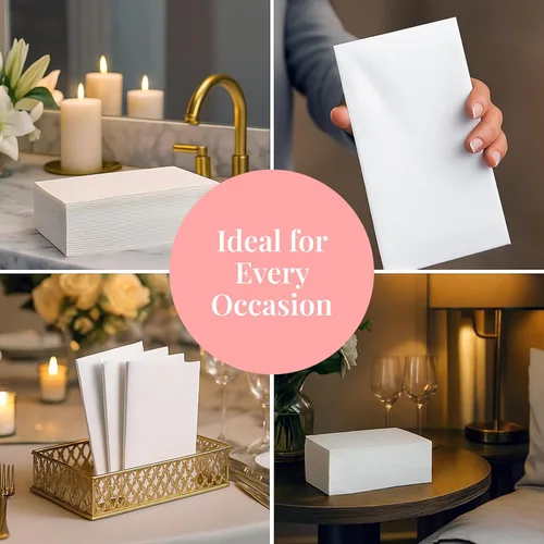 Miniatura 6 de Prestee 100 Toallas de Papel Desechables de Tacto de Lino - Toallas de Mano para Baño - Servilletas Similares a la Tela para Bodas, Eventos y Cenas