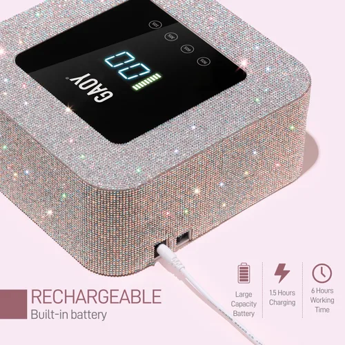 Miniatura 5 de GAOY Lámpara de uñas LED UV inalámbrica para uñas de gel, luz UV recargable, secadora de uñas profesional con 4 temporizadores, sensor automático