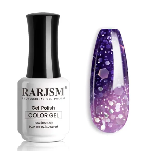 Miniatura 32 de RARJSM Esmalte de uñas en gel que cambia de color Nude Translucido Rosa a Rojo Berry, cambio de temperatura de estado de ánimo térmico, degradado