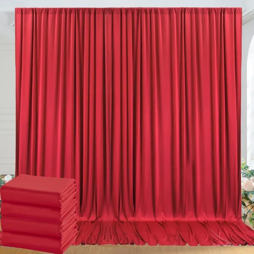 Miniatura 129 de Cortinas de telón de fondo granate de 10 pies x 10 pies sin arrugas para fiestas, 2 paneles de cortinas de telón de fondo de poliéster sedoso