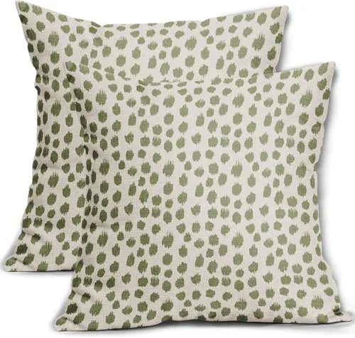 Miniatura 52 de Fundas de almohada marrón y blancas de 18 x 18 pulgadas, juego de 2 almohadas boho grises con lunares, fundas de almohada modernas estampadas