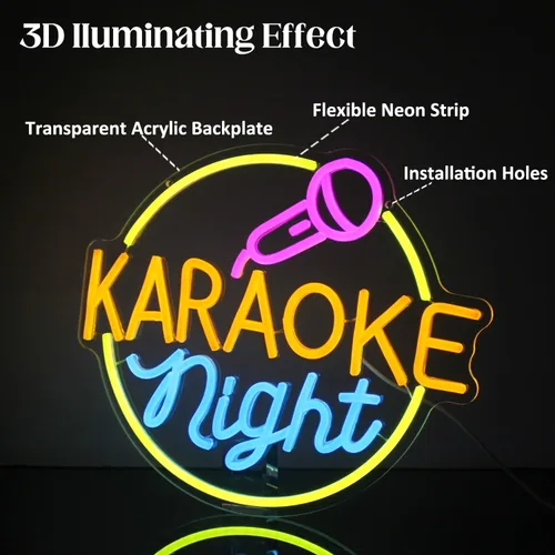 Miniatura 6 de Letrero de Neón para Noche de Karaoke Decoración de Sala de Música Letrero LED de Bar de Karaoke para Decoración de Pared Karaoke En Vivo Al Aire