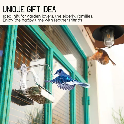 Miniatura 4 de Mrcrafts Comedero para pájaros de ventana para exteriores con ventosas fuertes, se adapta a cardenales, pinzones, carboneros, etc.