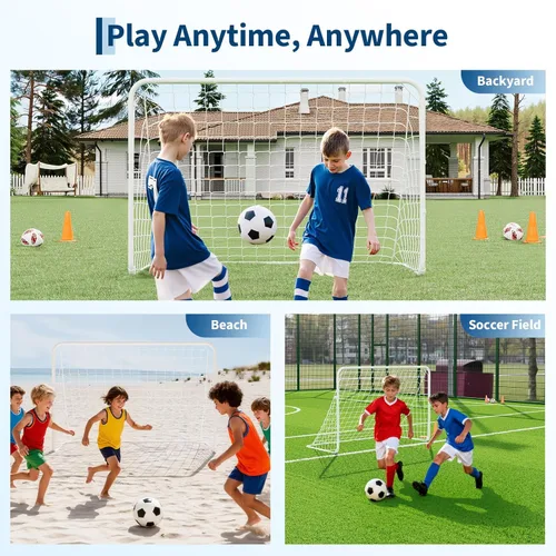 Miniatura 6 de Garvee Steel Competition Soccer Goal, 6x4ft / L-6x4ft / 7x5ft / 8x5ft / 12 x 6ft Portable Backyard Soccer Goal with Net & Ground Stakes, Outdoor