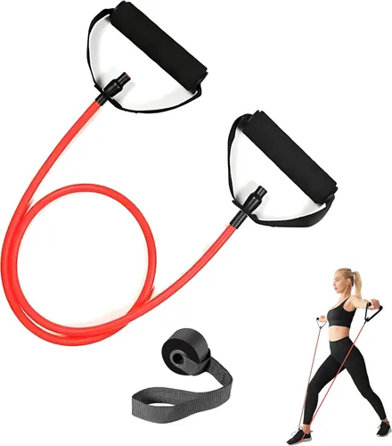 Miniatura 13 de Juego de bandas de resistencia de alta calidad con asas y anclaje de puerta, cuerda elástica perfecta para entrenamientos en casa, ideal para Azul