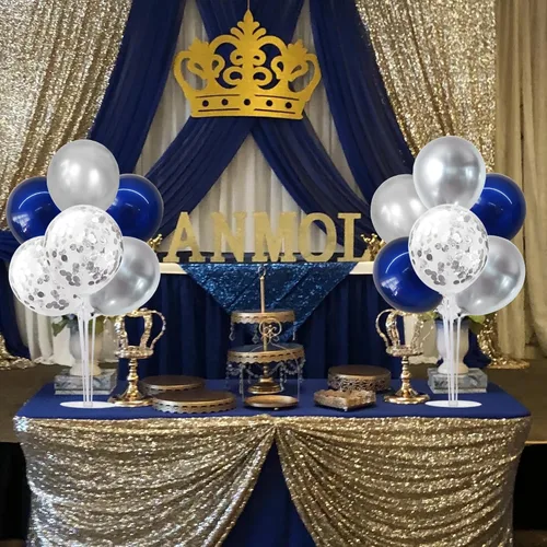 Miniatura 5 de TONIFUL Juego de 6 centros de mesa de globos de color azul marino y plateado para mesa, kit de arco de globos para decoraciones de graduación 2026