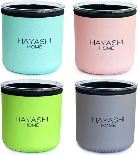 Paquete de 4 fundas de neopreno para helado de 16 onzas, compatibles con contenedores de pintas Ninja Creami NC299, NC300, NC301 - HAYASHI home