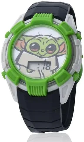 Miniatura 2 de Accutime Lucasfilm Star Wars Baby Yoda - Juego de reloj digital para niños, luces LED intermitentes, pantalla LCD con auriculares, reloj para niños