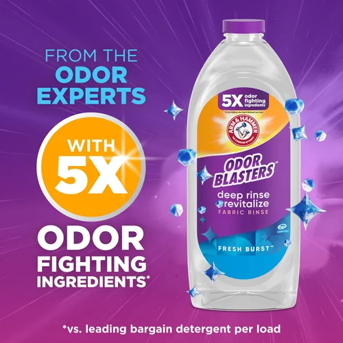 Miniatura 5 de ARM & HAMMER Odor Blasters Enjuague Profundo y Revitalizante para Telas, Aditivo para Lavandería, Elimina Sudor y Olores a Humedad, Aroma Fresh