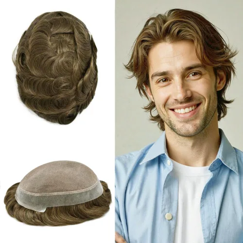 Miniatura 90 de Tupé para hombres, piezas de cabello humano real, sistema de unidades de cabello natural, línea capilar natural, pieza de repuesto para hombres