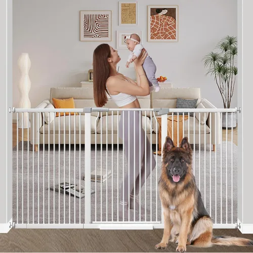 Miniatura 20 de Puerta de bebé extra alta de 40.55" para escaleras - 40.6"-54.7" de ancho 1.37" de espaciado ultra estrecho Puerta extra ancha para gatos y perros