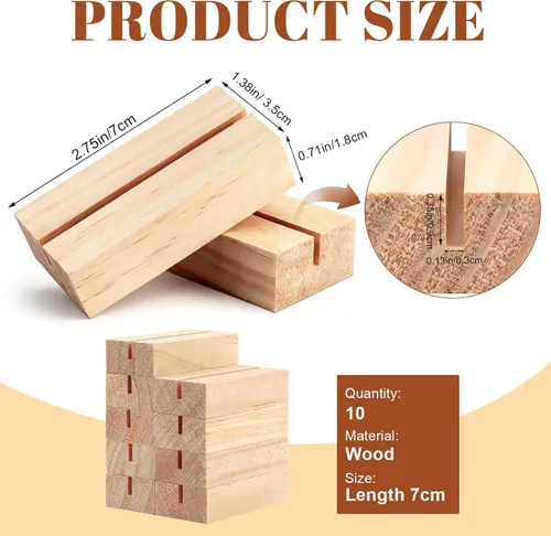 Miniatura 2 de FSWCCK 10 soportes de madera para tarjetas de lugar, soportes de madera para números, soporte para fotos, soportes acrílicos para ceremonia, fiesta