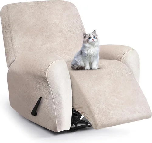 Miniatura 42 de ANARACHON Fundas para sillas reclinables con aspecto de cuero, funda elástica de 4 piezas, funda suave para silla reclinable, protector de muebles