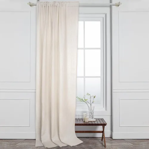 Miniatura 10 de D'Moksha Homes Cortina de lino europeo negro de 52 x 63 pulgadas, con bolsillo para cortinero, 1 panel, 1 panel, 100% lino puro, tratamiento
