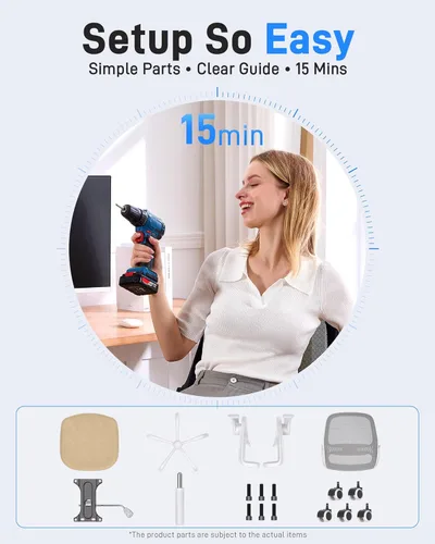 Miniatura 4 de Silla de oficina ergonómica de malla para oficina en casa, brazos abatibles, respaldo de malla transpirable y cojín de asiento grueso, silla de Beige