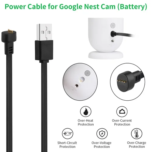 Miniatura 3 de Adaptador de corriente compatible con Google Nest Cam para exteriores o interiores, batería – 6.5 pies/6.6 ft resistente a la intemperie cable