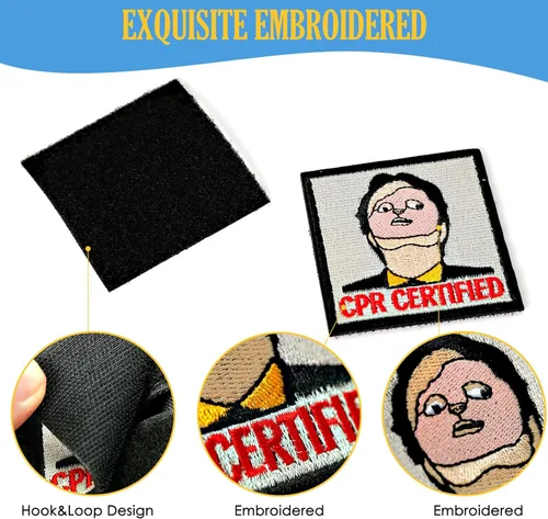 Miniatura 2 de Parche certificado CPR, 1 parche bordado de moral con cierre de gancho, divertidos parches de memes para mochilas, chalecos, chaquetas, jeans