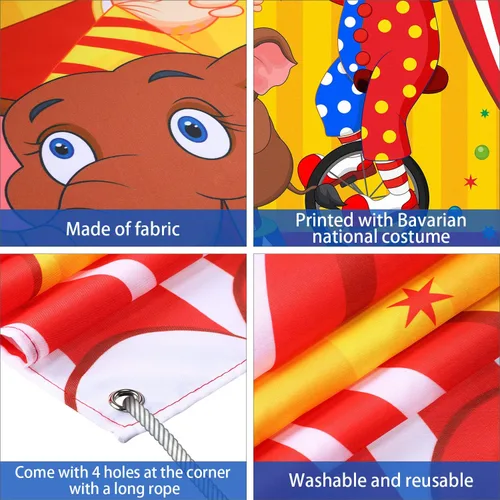 Miniatura 4 de Blulu Telones de fondo de carnaval para decoración de fiesta de circo de 59 x 51 pulgadas, cartel de fotos de carnaval para puerta, pancarta