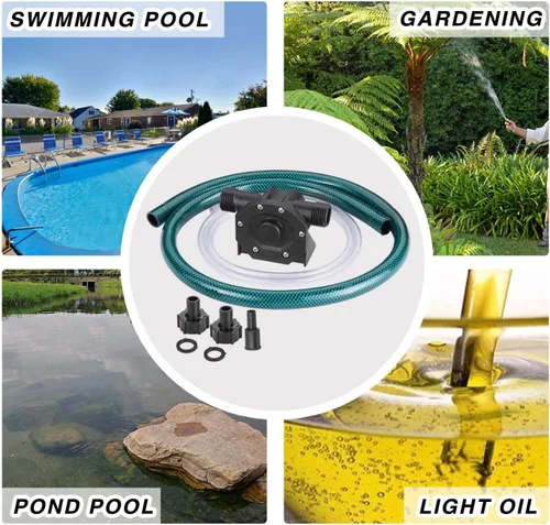 Miniatura 6 de TRUPOW Mini kit de bomba de taladro de transferencia de agua manual con manguera de agua y manguera de aceite para transferencia de líquidos de Negro